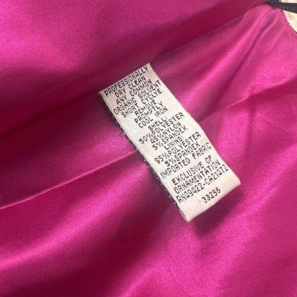 Jessica McClintock Gunne Sax Vintage Dress Magenta Black Lace Strapless Mini  5 - Picture 11 of 12